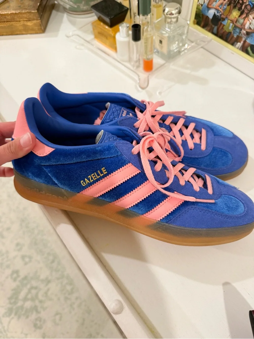 adidas Gazelle Blue and light Pink Suede Sneakers